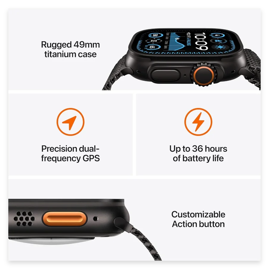 APPLE Watch Ultra 2 Cellular - 49 mm Natural Titanium Case with Natural Titanium Milanese Loop - Medium thumbnail